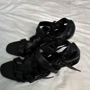 Women's Black Strappy Heels
